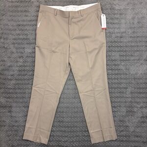 Perry Ellis Dress Pants Men 36x30 Brown Flat Front Modern Fit Trousers Preppy
